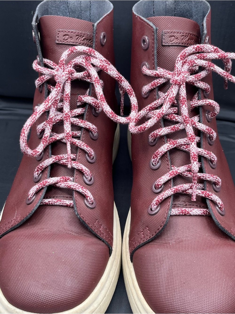 Dr. Martens Men's Burgundy Athletic Lace-Up Boots with Cream Soles
